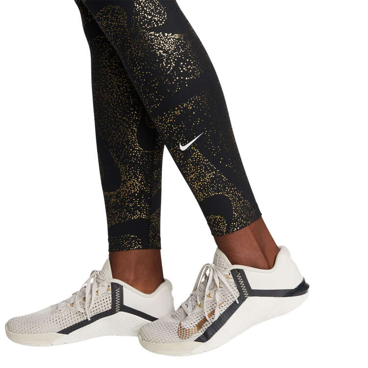 Nike One Womens Dri-FIT Mid Rise Printed Tights Black S - Black slider