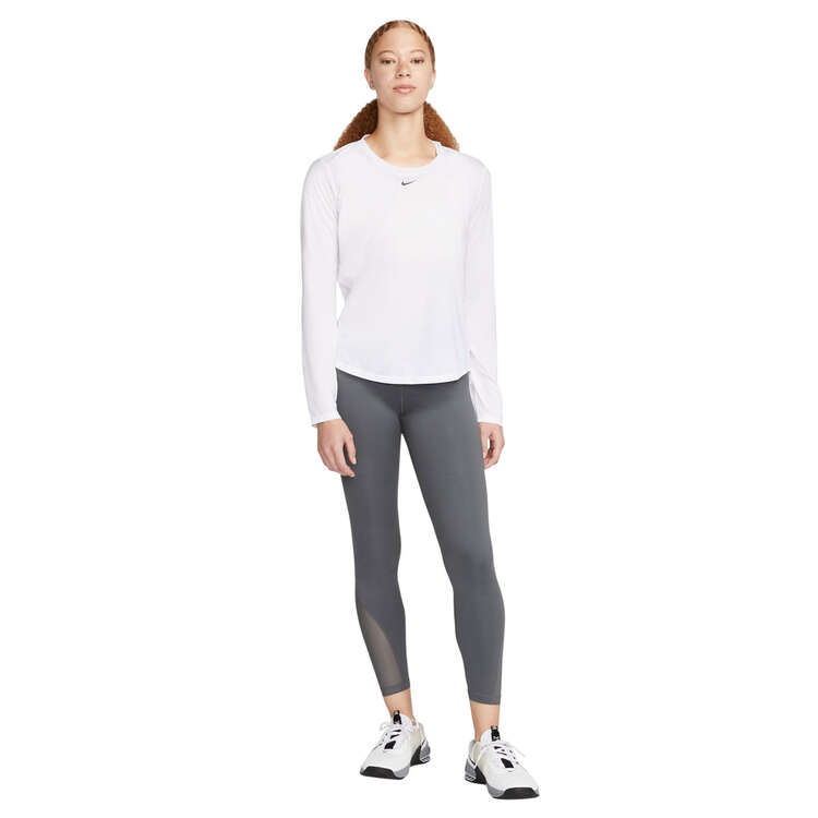 Nike One Womens Dri-FIT Standard Long Sleeve Tee White L - White slider