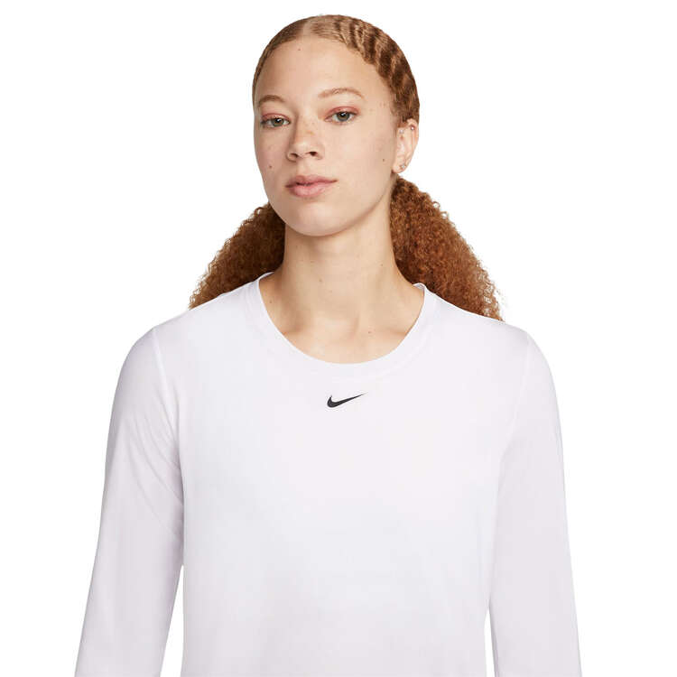 Nike One Womens Dri-FIT Standard Long Sleeve Tee White L - White slider