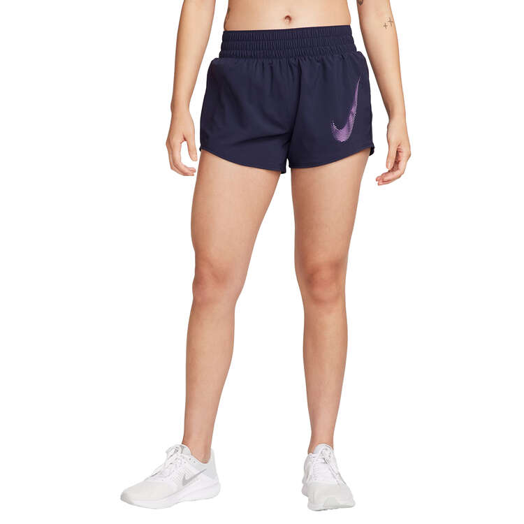 Nike One Womens Dri-FIT Swoosh Brief Lined Running Shorts - Blue slider