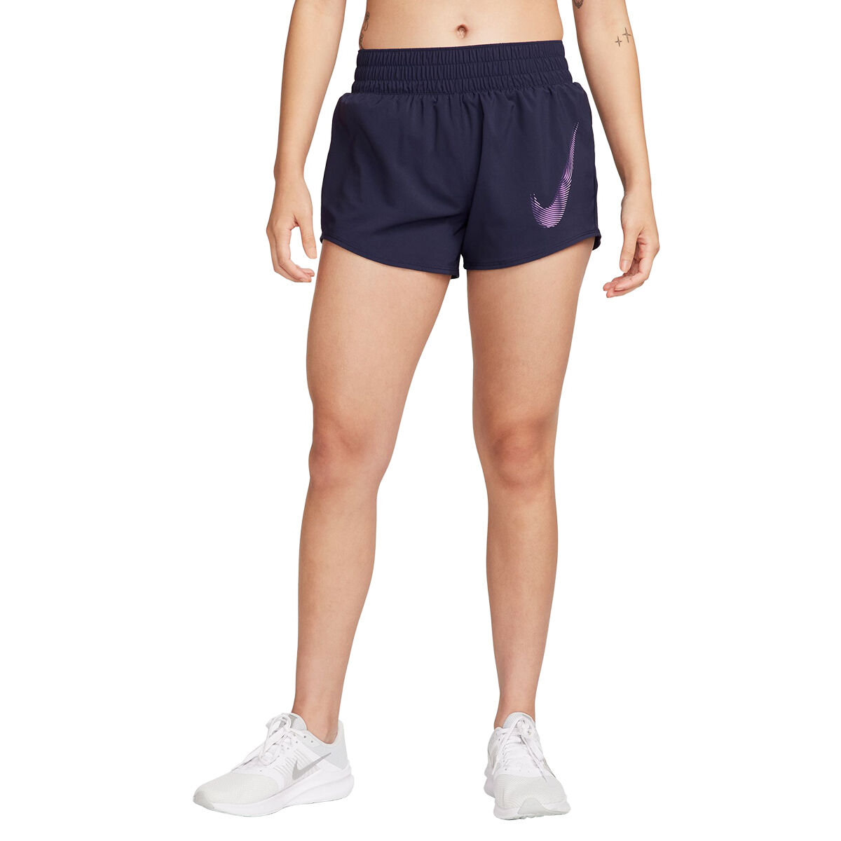 Nike One Womens Dri-FIT Swoosh Brief Lined Running Shorts Blue XL - Blue slider