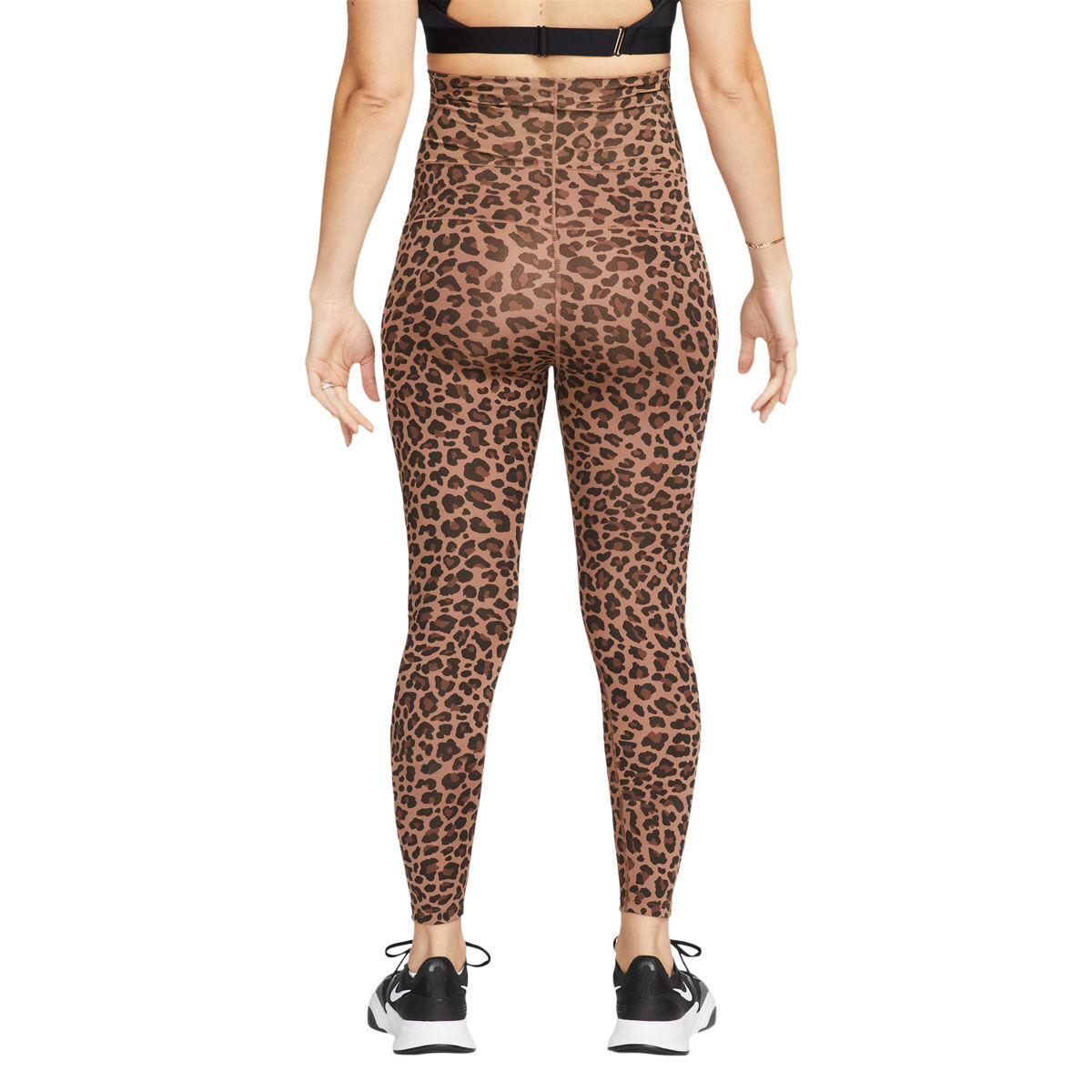 Nike One Womens Maternity Dri-FIT High Rise Leopard Print Tights Brown S - Brown slider