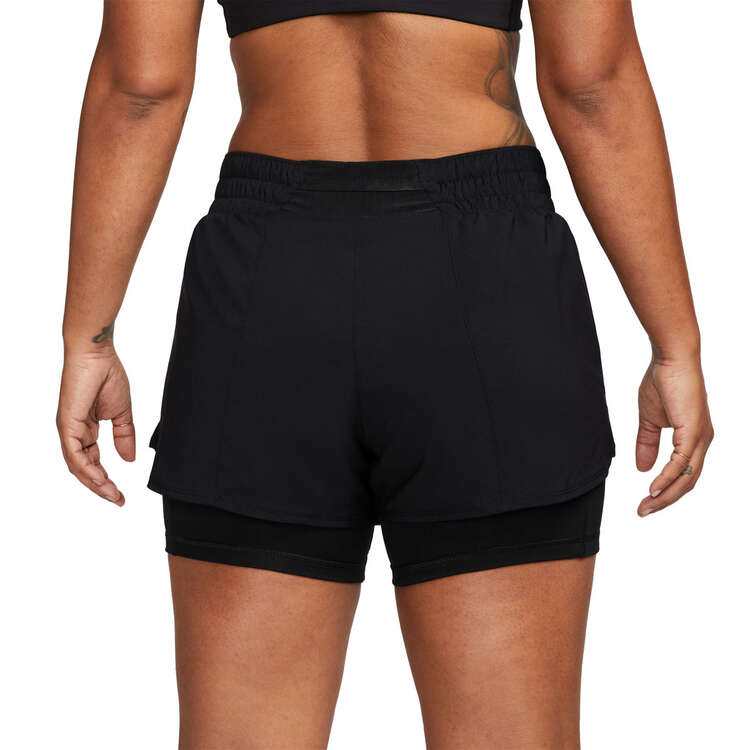 Nike One Womens Mid Rise 3 Inch 2 in 1 Shorts - Black/Silver slider