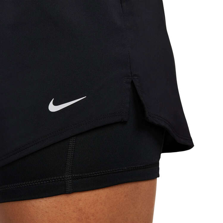 Nike One Womens Mid Rise 3 Inch 2 in 1 Shorts - Black/Silver slider