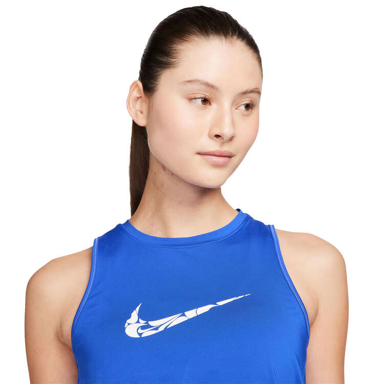 Nike One Womens Swoosh Dri-FIT Running Tank - Blue slider