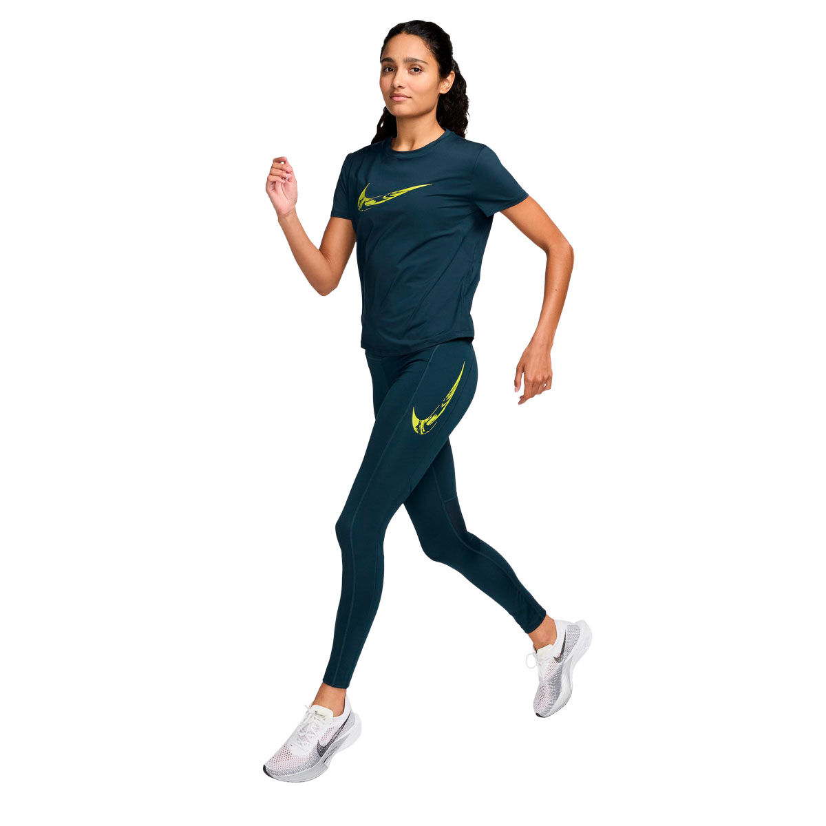 Nike One Womens Swoosh Dri-FIT Running Tee - Navy slider