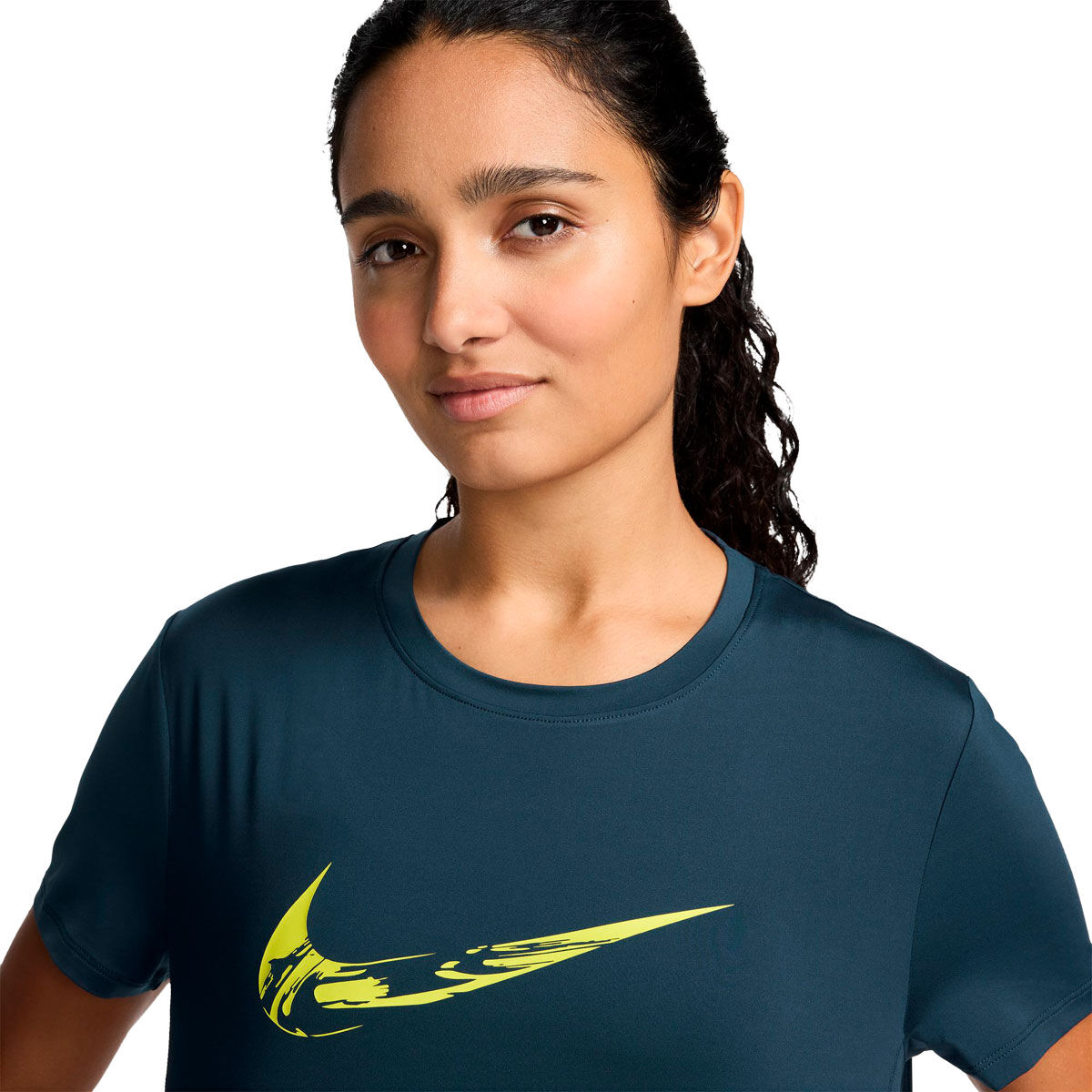 Nike One Womens Swoosh Dri-FIT Running Tee - Navy slider