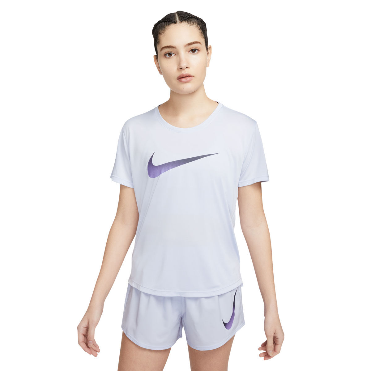 Nike One Womens Swoosh Dri-FIT Running Tee - Purple slider