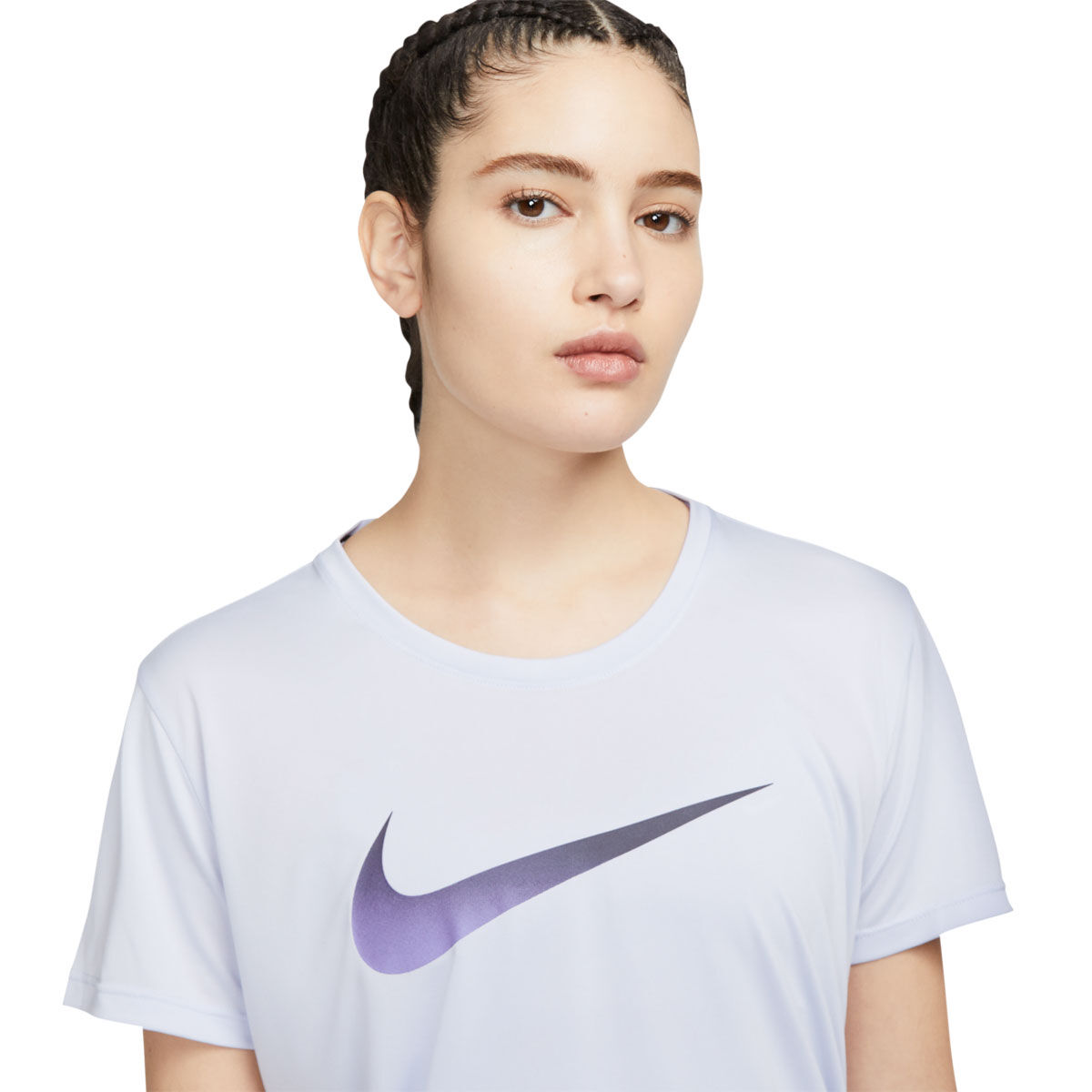 Nike One Womens Swoosh Dri-FIT Running Tee - Purple slider