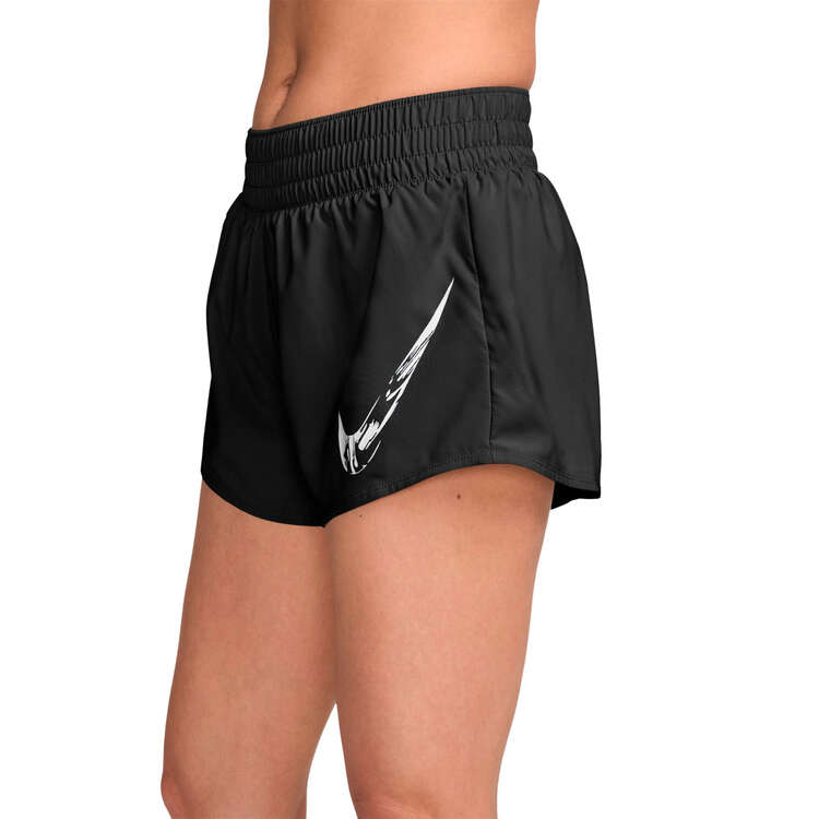 Nike One Womens Swoosh Mid Rise Brief-Lined Running Shorts - Black slider