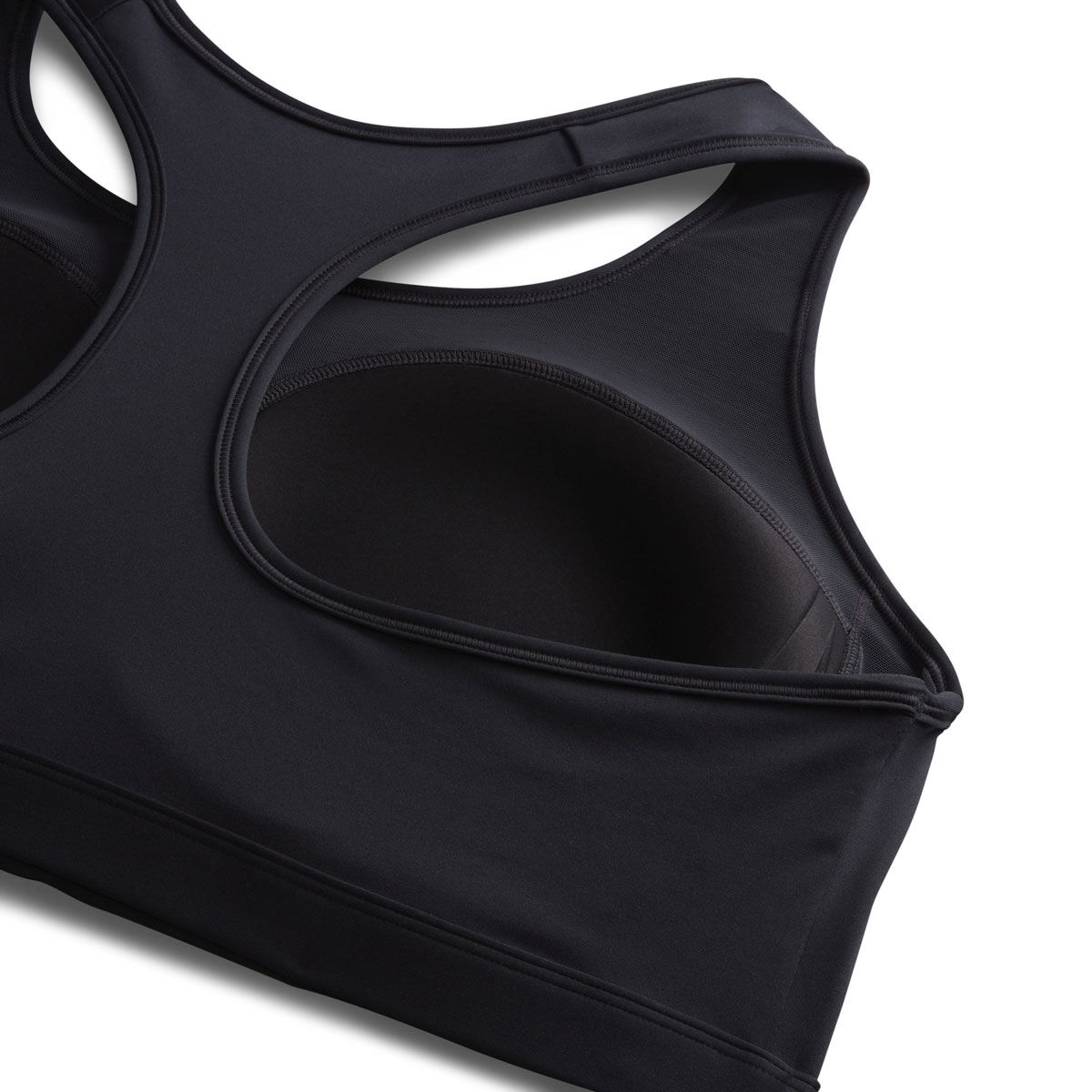 Nike Plus Womens Swoosh Dri-FIT Medium Support Padded Sports Bra - Black/White slider