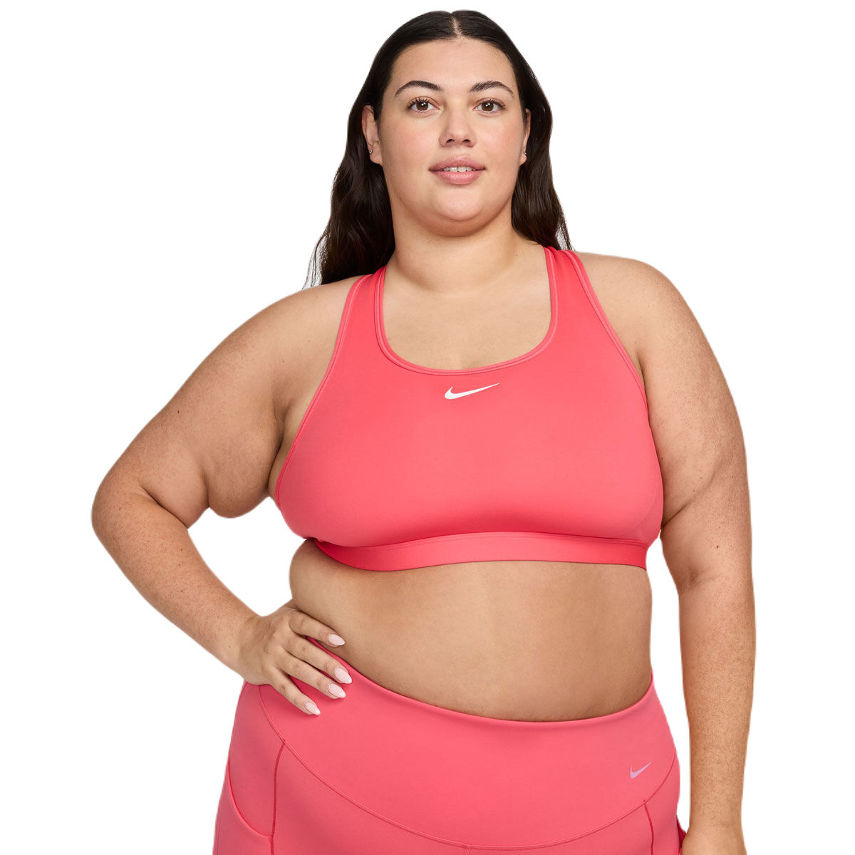 Nike Plus Womens Swoosh Medium Support Sports Bra Pink 1X - Pink