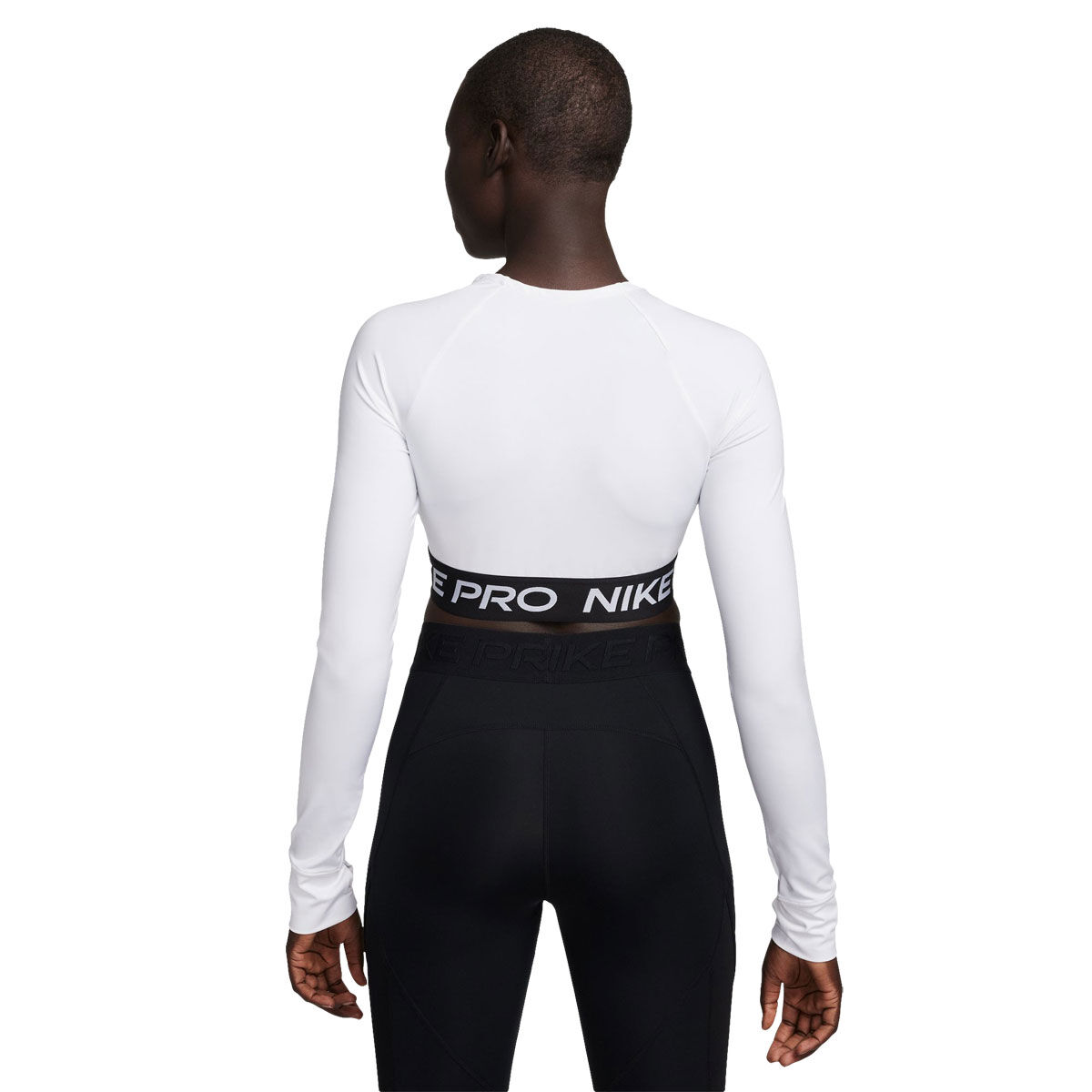 Nike Pro Womens 365 Dri-FIT Cropped Long Sleeve Top - White/Black slider