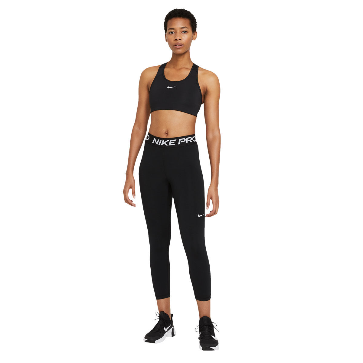 Nike Pro Womens 365 Dri-FIT Mid Rise Crop Length Tights Black XS - Black slider