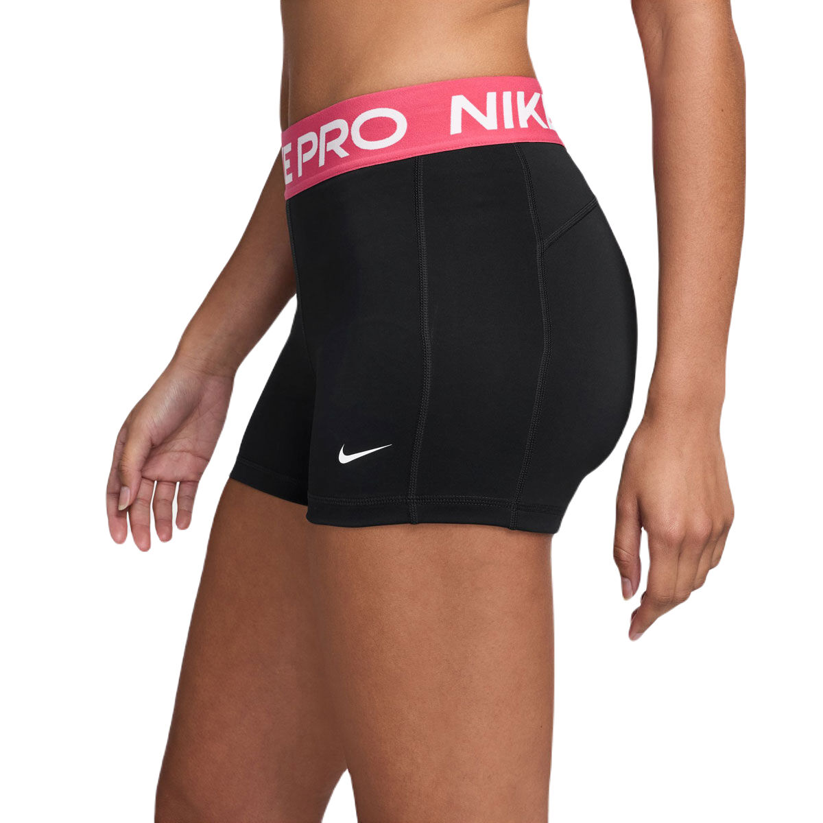 Nike Pro Womens 365 Dri-FIT Mid Rise Leak Protection Period 3 Inch Short Tights - Black/Pink slider