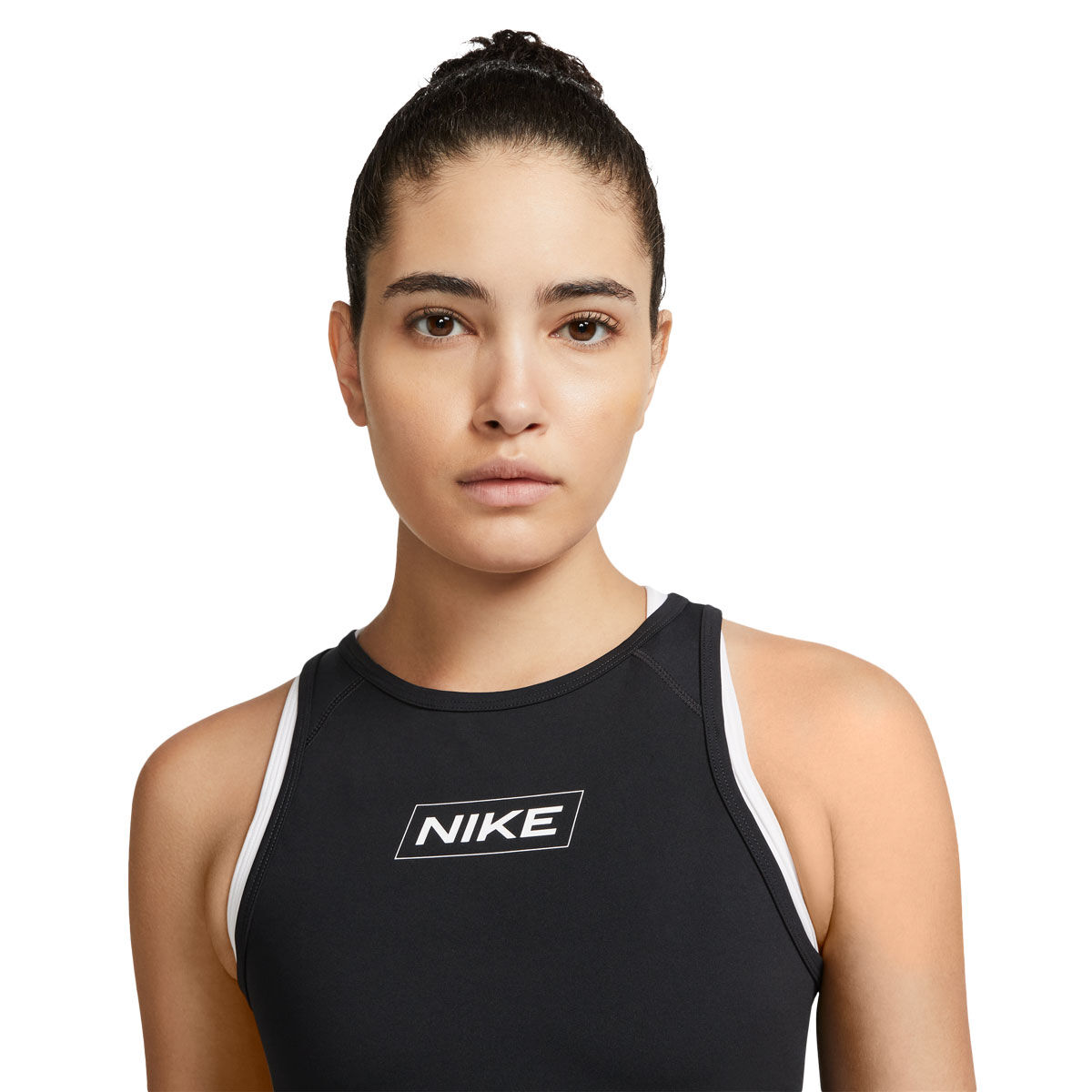 Nike Pro Womens Dri-FIT Graphic Crop Training Tank - Black slider