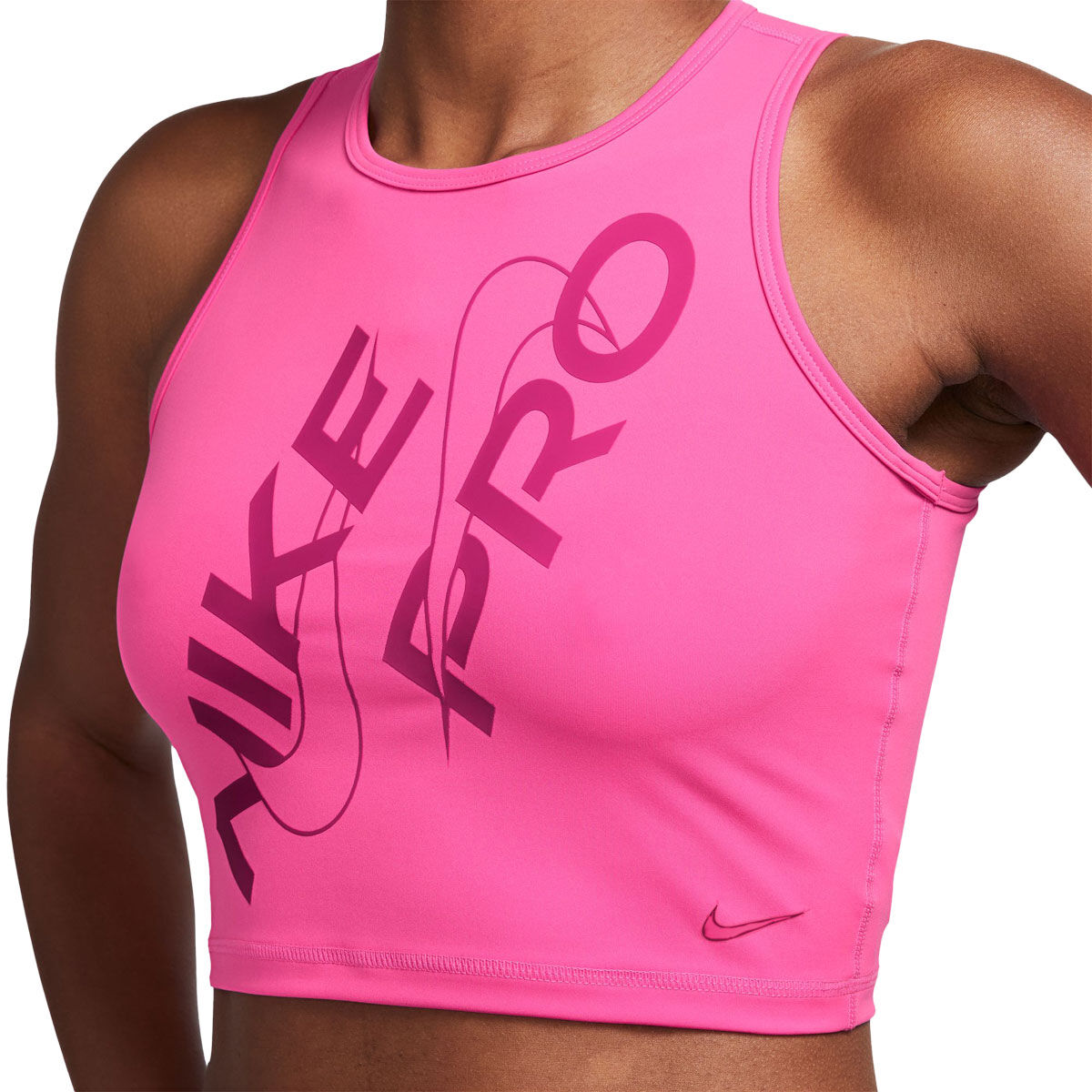 Nike Pro Womens Dri-FIT Graphic Crop Training Tank - Pink slider