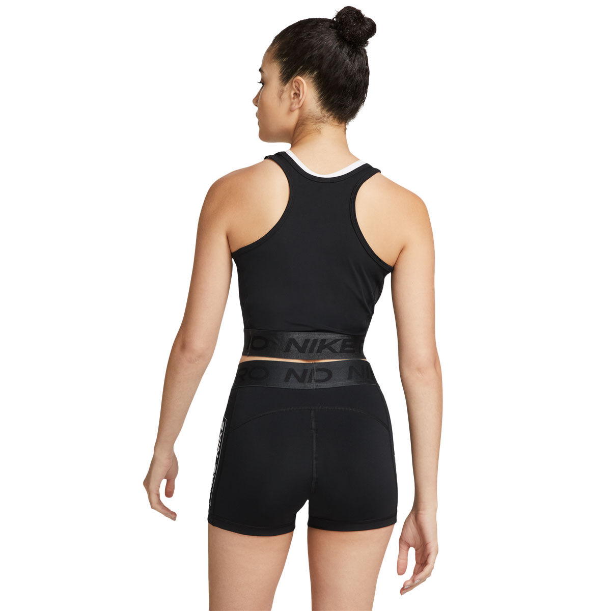 Nike Pro Womens Dri-FIT Graphic Cropped Training Tank - Black slider