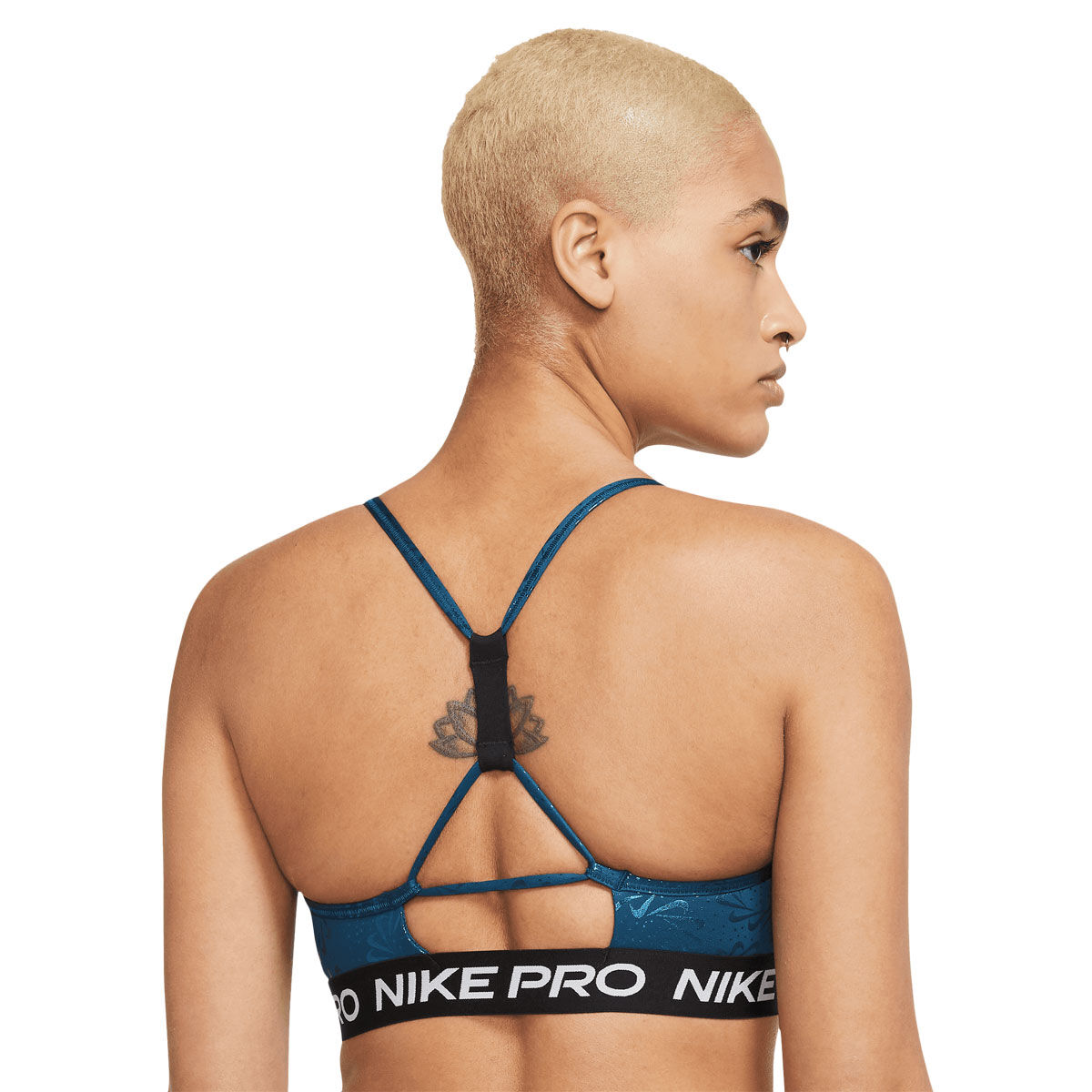 Nike Pro Womens Dri-FIT Indy Light Support Sparkle Sports Bra - Blue slider