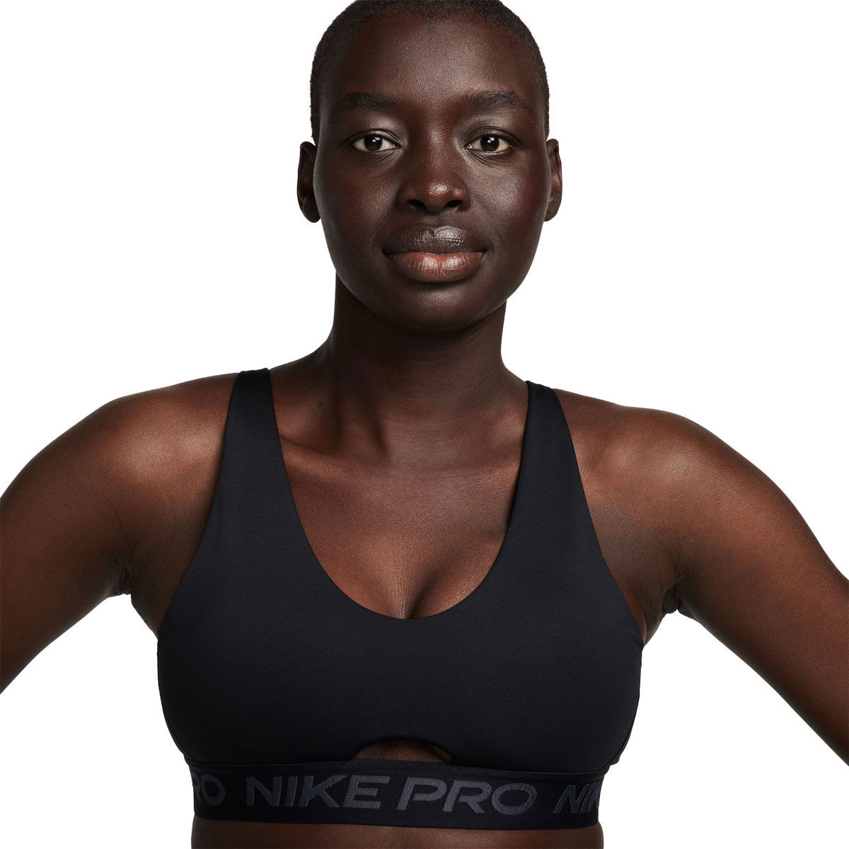 Nike Pro Womens Indy Plunge Dri-FIT Medium Support Padded Sports Bra - Black slider