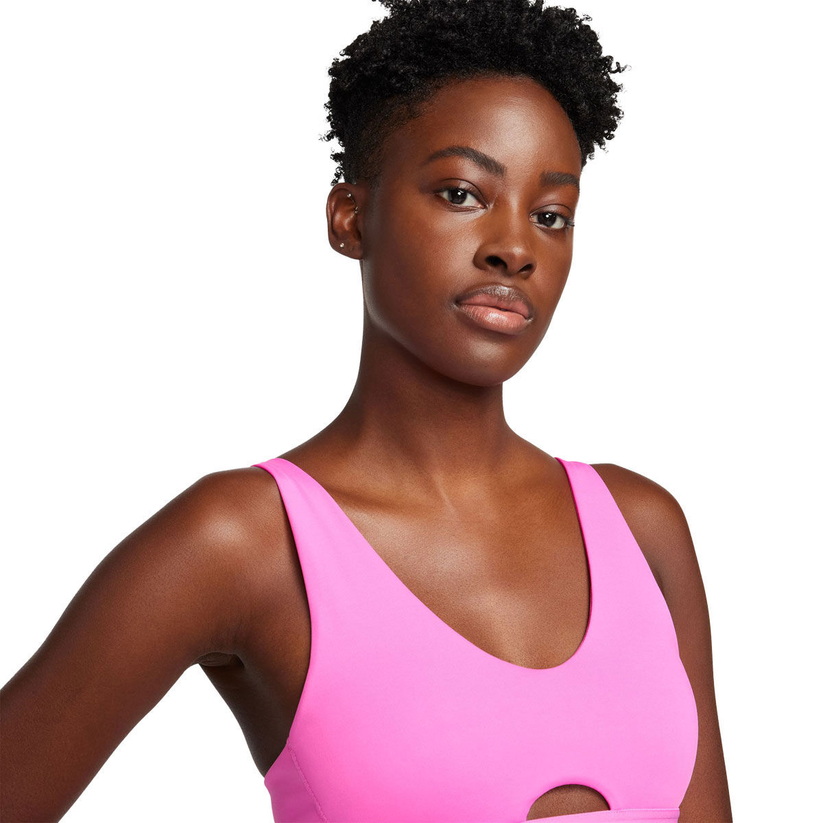 Nike Pro Womens Dri-FIT Indy Plunge Medium Support Padded Sports Bra - Pink slider