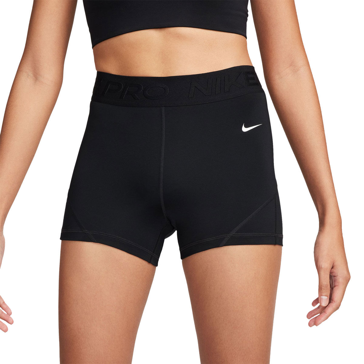 Nike Pro Womens Dri-FIT Mid Rise 3 Inch Short Tights - Black slider