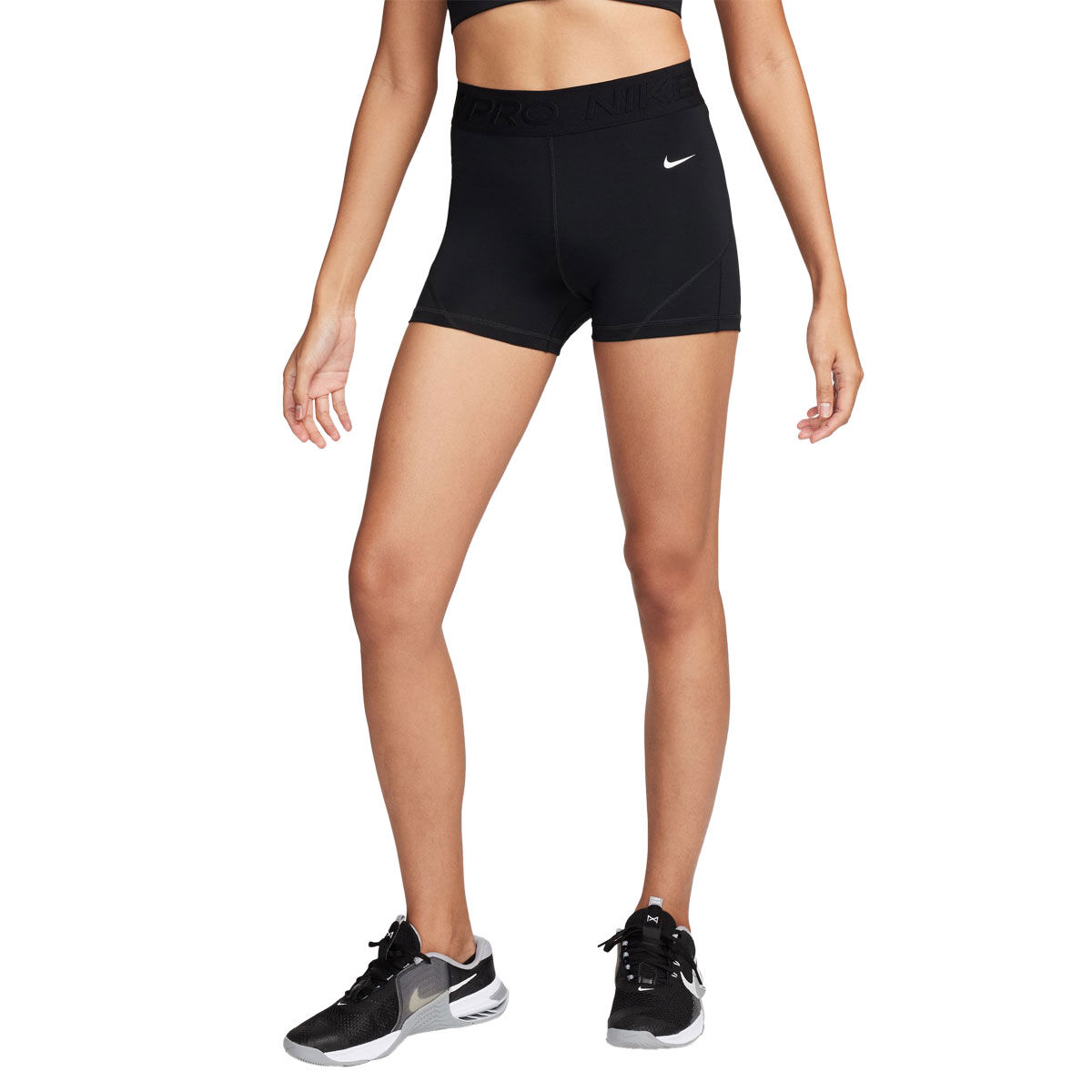 Nike Pro Womens Dri-FIT Mid Rise 3 Inch Short Tights - Black slider