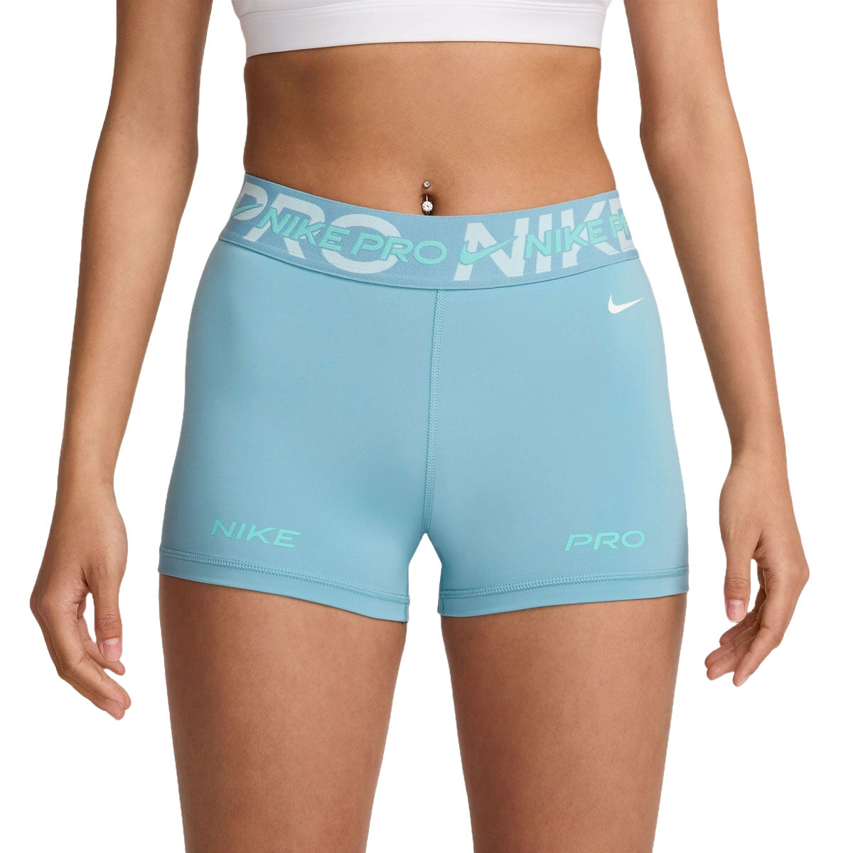 Nike Pro Womens Dri-FIT Mid Rise 3 Inch Short Tights - Denim slider