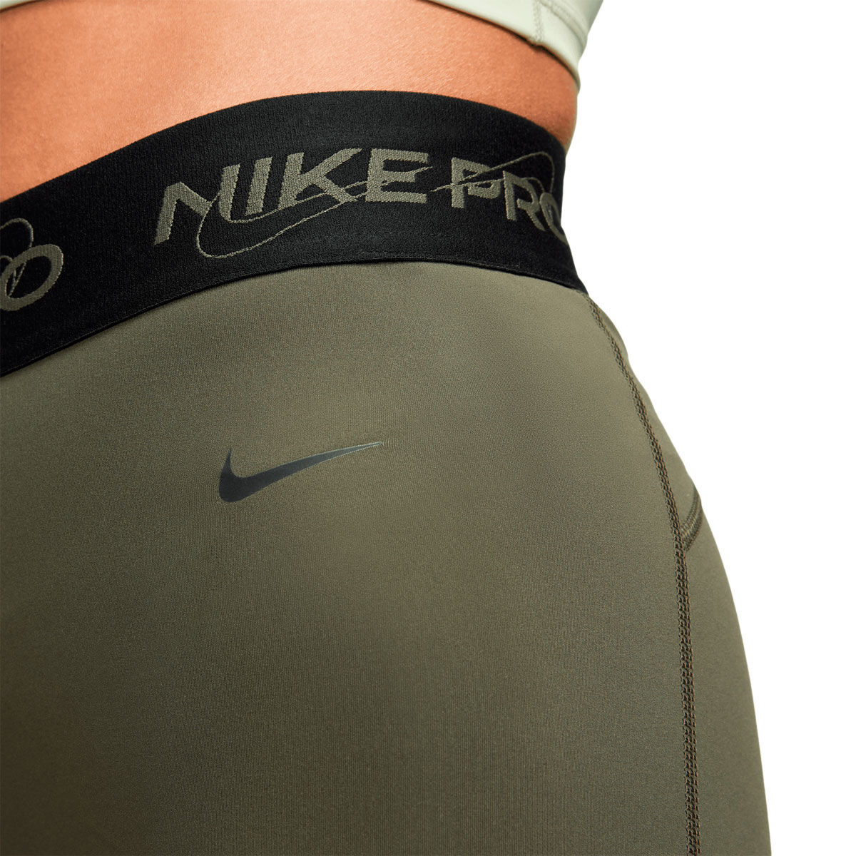 Nike Pro Womens Dri-FIT Mid Rise Graphic 3 Inch Short Tights - Black/White slider