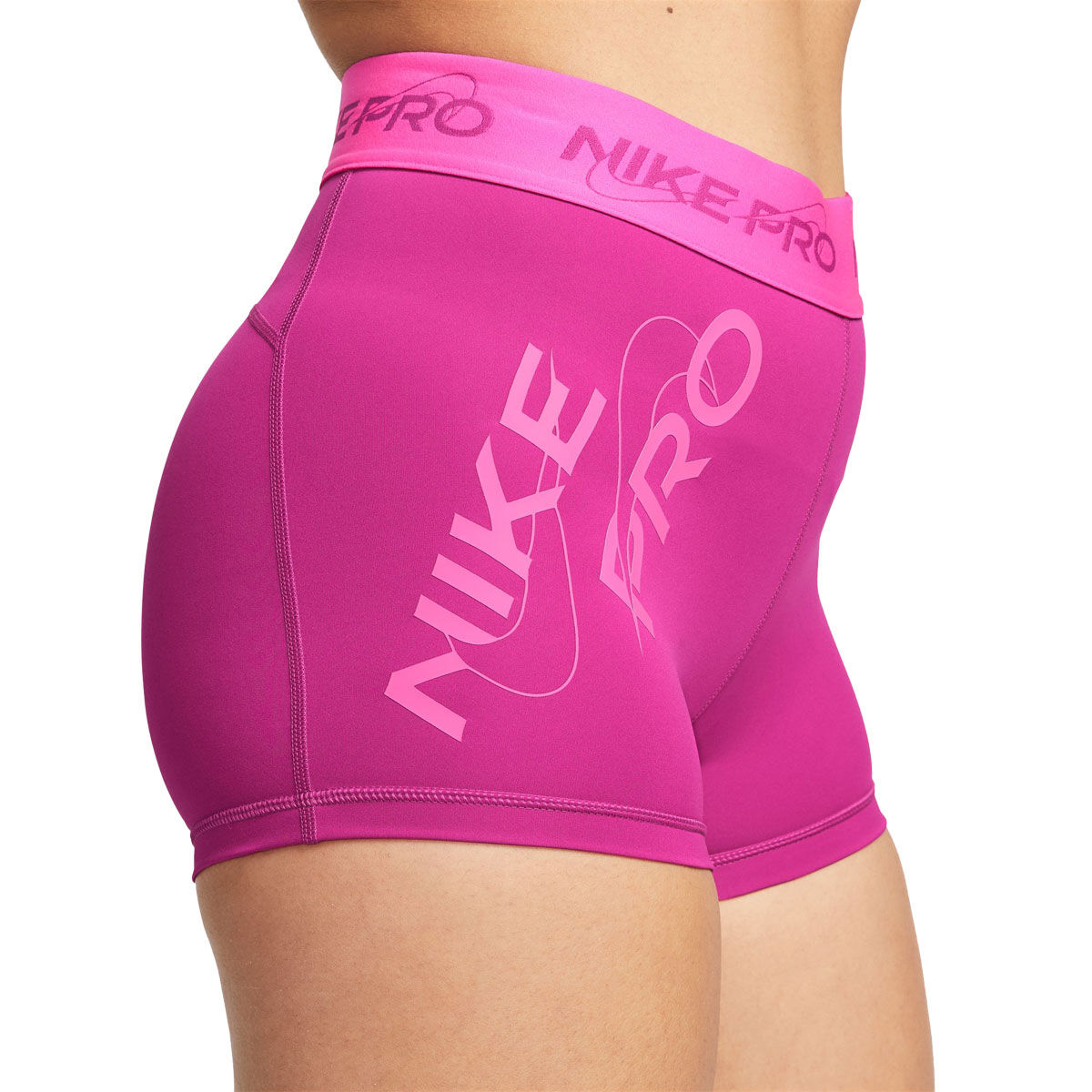 Nike Pro Womens Dri-FIT Mid Rise Graphic 3 Inch Short Tights - Black/White slider