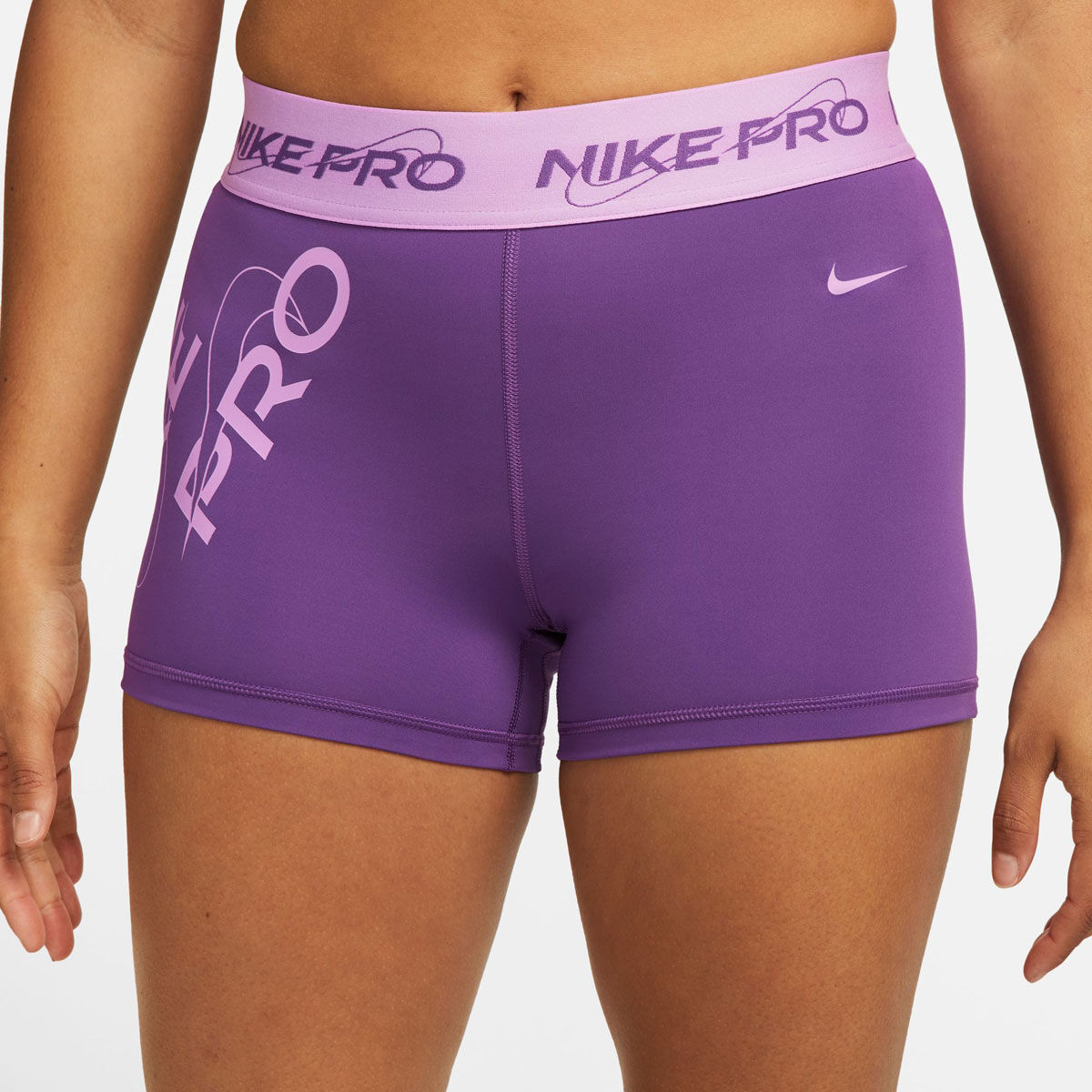 Nike Pro Womens Dri-FIT Mid Rise Graphic 3 Inch Short Tights - Black/White slider