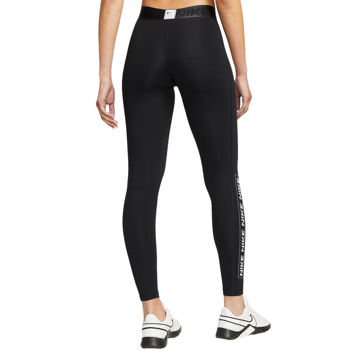 Nike Pro Womens Dri-FIT Mid Rise Graphic 7/8 Length Tights Black XS - Black slider