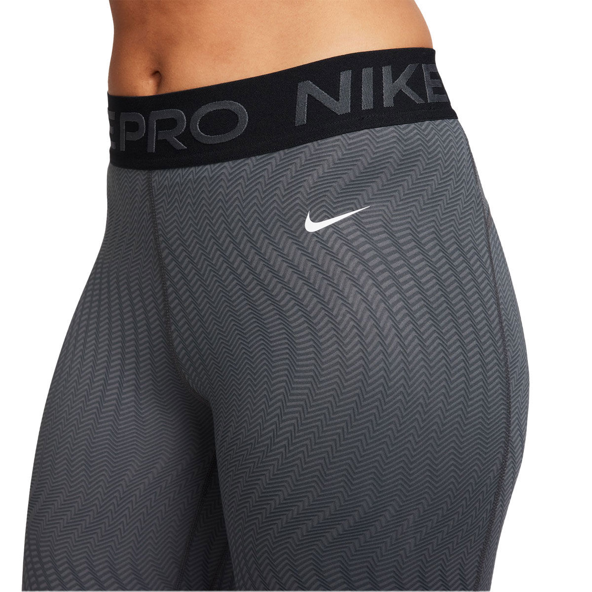 Nike Pro Womens Dri-FIT Mid Rise Printed 7/8 Length Tights - Black slider