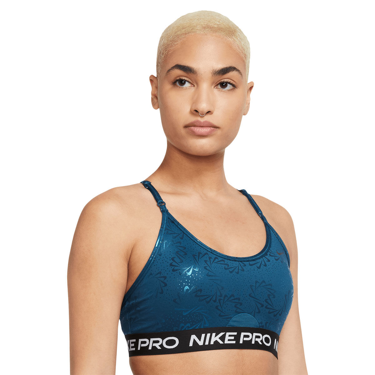 Nike Pro Womens Indy Dri-FIT Light Support Sparkle Sports Bra Blue XL - Blue slider