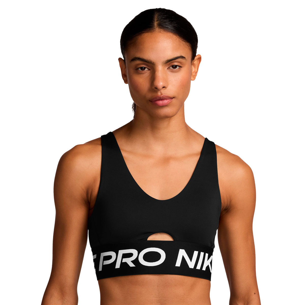 Nike Pro Womens Indy Plunge Dri-FIT Medium Support Padded Sports Bra - Black slider