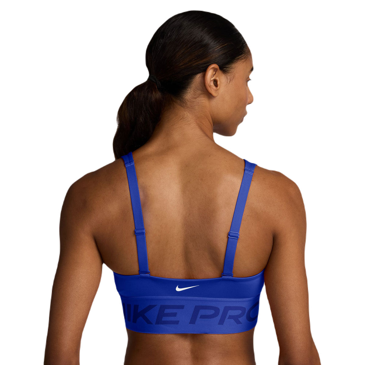 Nike Pro Womens Indy Plunge Dri-FIT Medium Support Padded Sports Bra - Blue slider