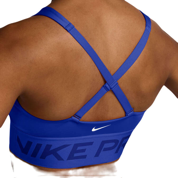 Nike Pro Womens Indy Plunge Dri-FIT Medium Support Padded Sports Bra - Blue slider