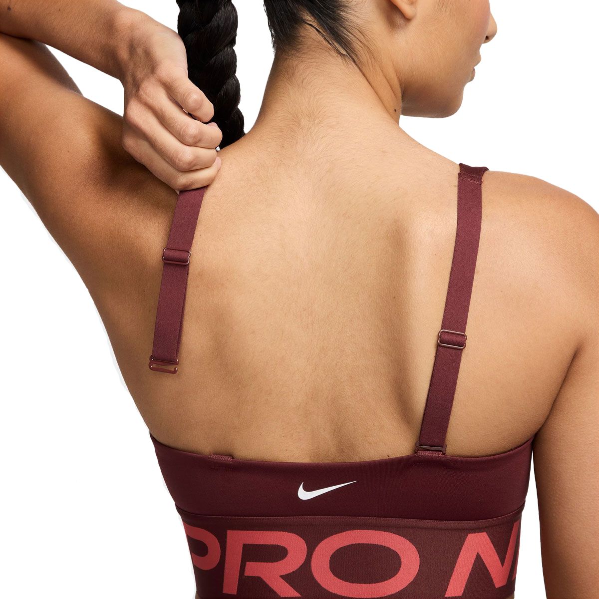 Nike Pro Womens Indy Plunge Medium Support Padded Sports Bra - Red slider