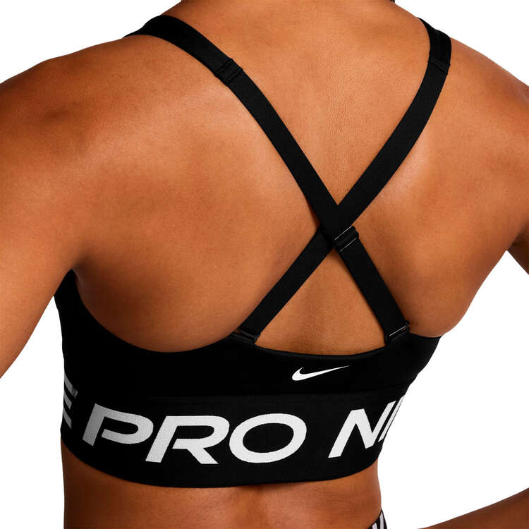 Nike Pro Womens Indy Plunge Dri-FIT Medium Support Padded Sports Bra - Black/White slider