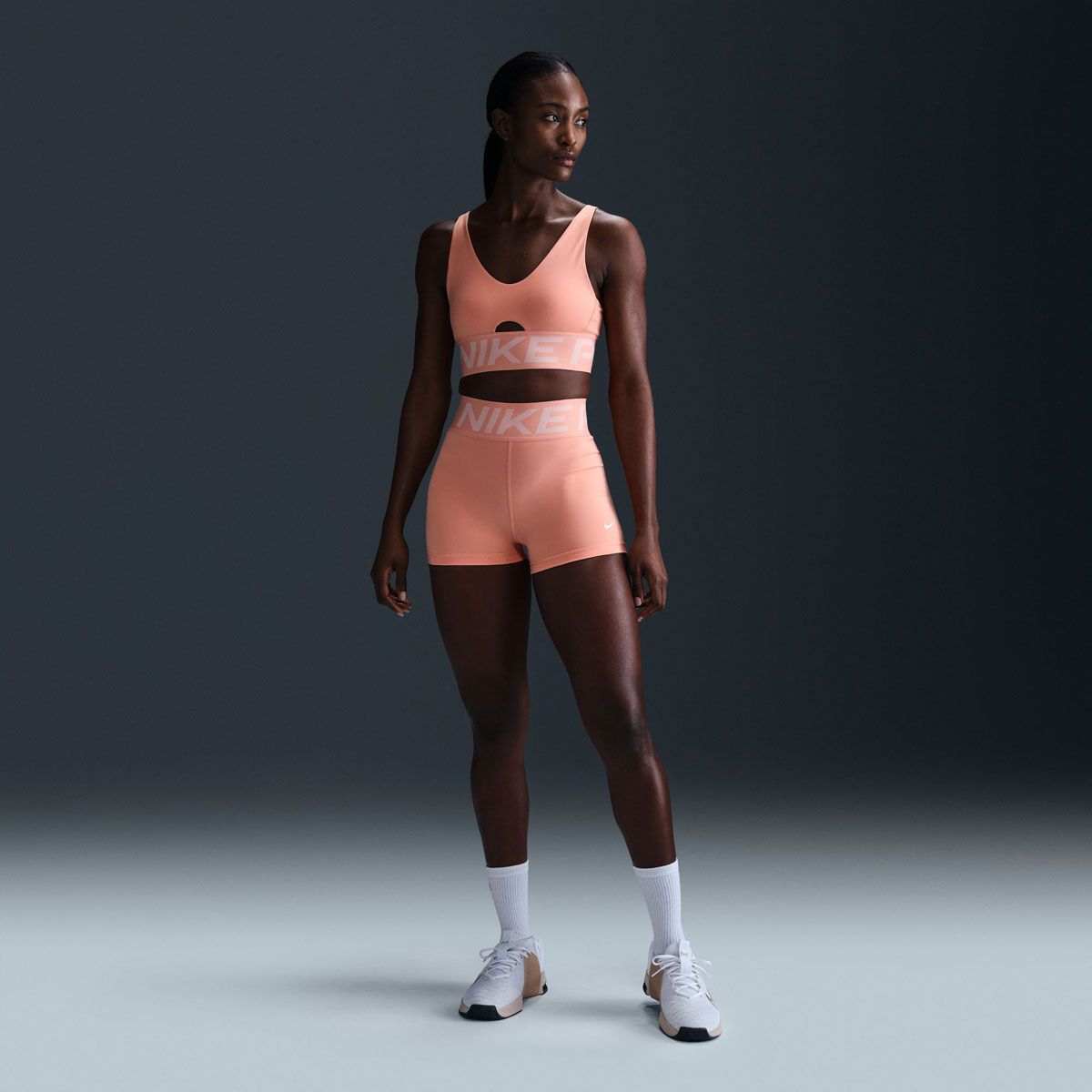 Nike Pro Womens Sculpt Dri-FIT High Rise 3 Inch Short Tights Apricot M - Apricot slider