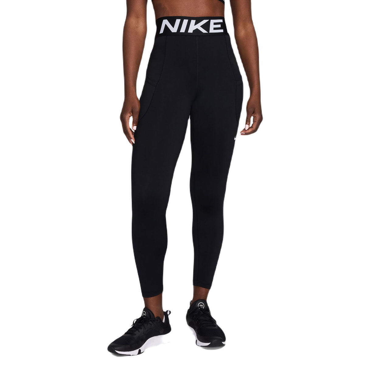 Nike Pro Womens Sculpt Dri-FIT High Rise 7/8 Length Pocket Tights - Black/White slider