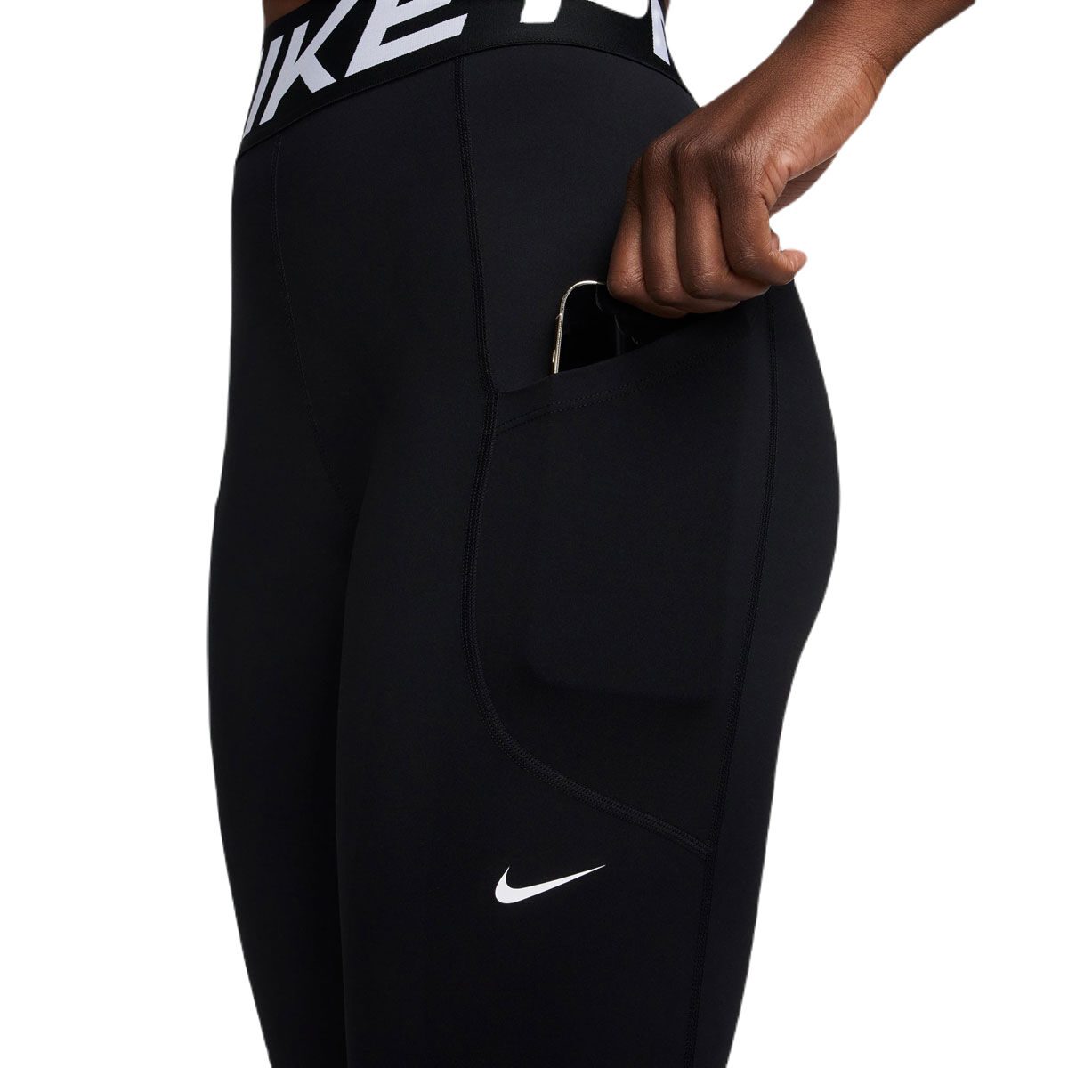 Nike Pro Womens Sculpt Dri-FIT High Rise 7/8 Length Pocket Tights - Black/White slider