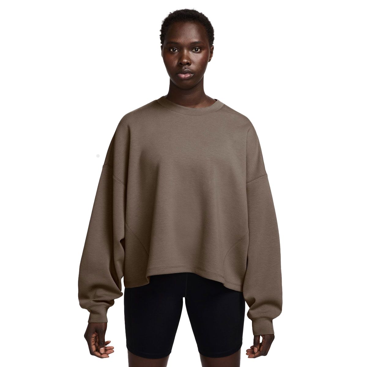 Nike Womens 24.7 ImpossiblySoft Dri-FIT Crew Sweatshirt - Brown