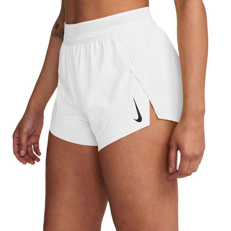 Nike Womens AeroSwift Dri-FIT ADV Mid Rise 3 Inch Running Shorts - White/Black slider