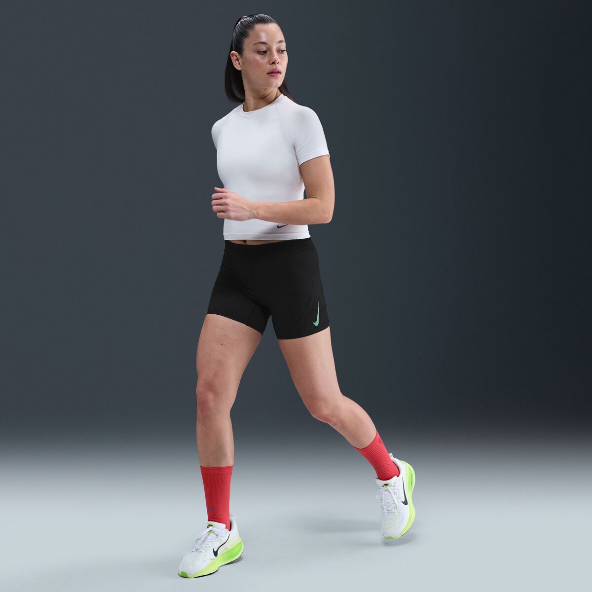 Nike Womens AeroSwift Dri-FIT ADV Mid Rise 5 Inch Running Short Tights - Black slider