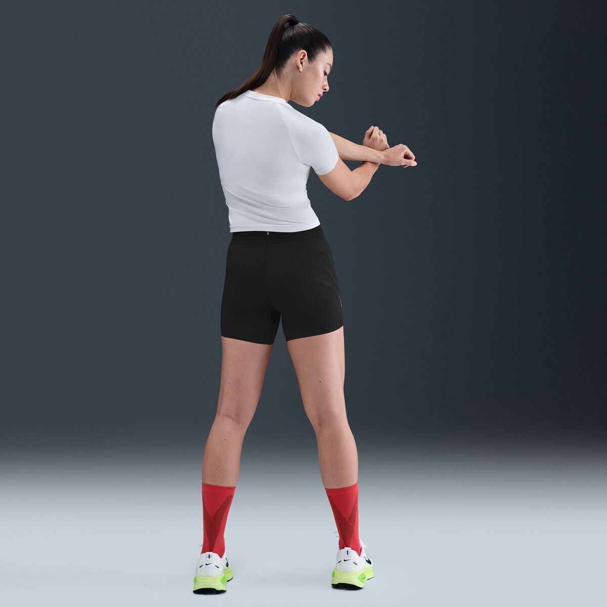 Nike Womens AeroSwift Dri-FIT ADV Mid Rise 5 Inch Running Short Tights - Black slider