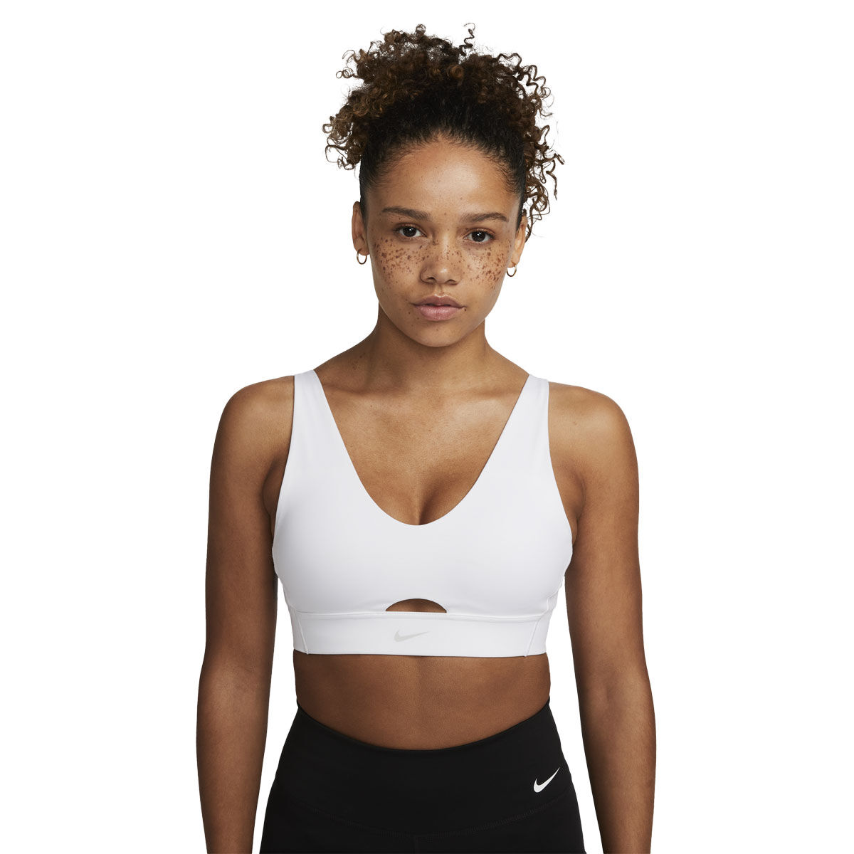 Nike Womens Dri-FIT Indy Medium Support Padded Plunge Cutout Sports Bra - Green slider