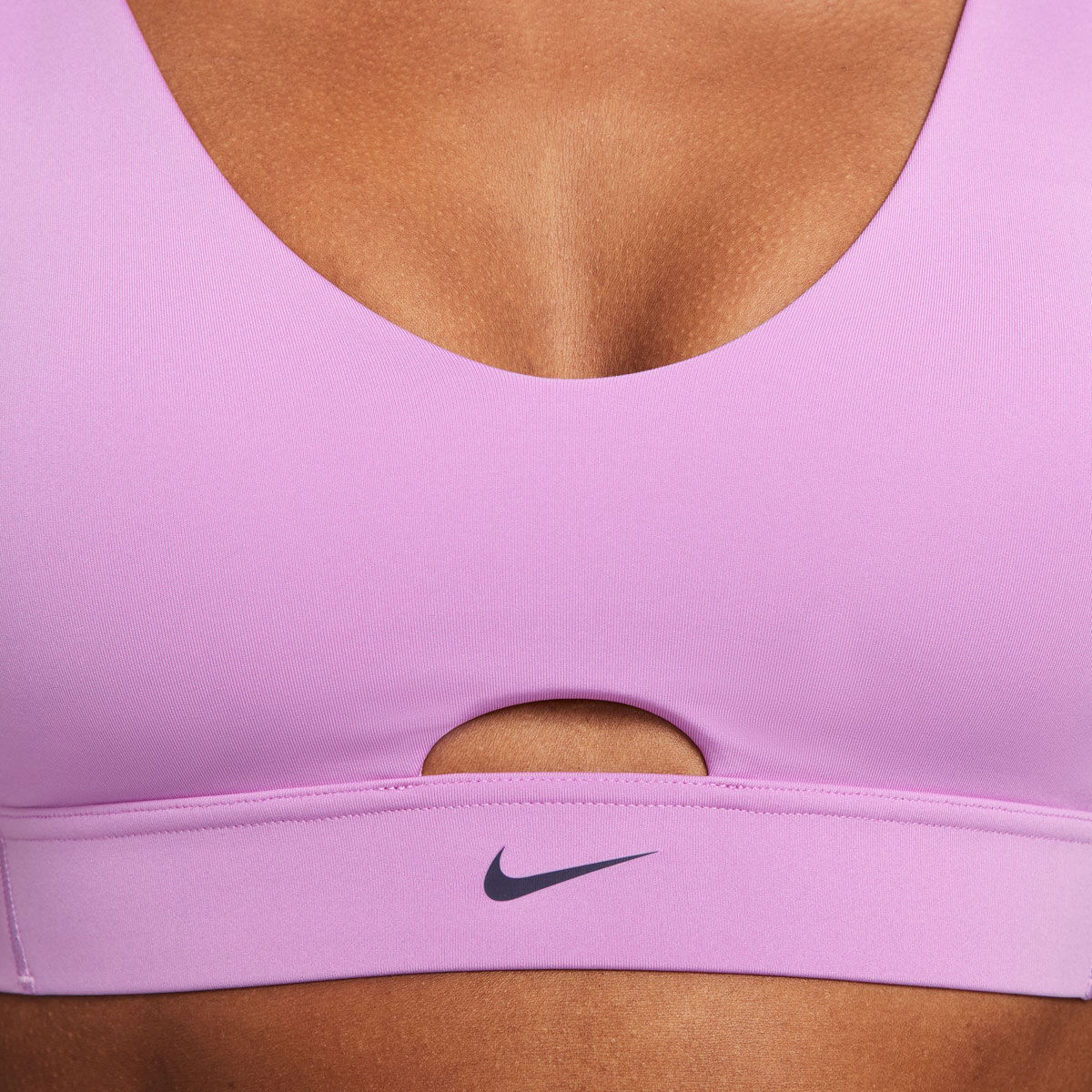 Nike Womens Dri-FIT Indy Plunge Cutout Medium Support Padded Sports Bra - Purple slider