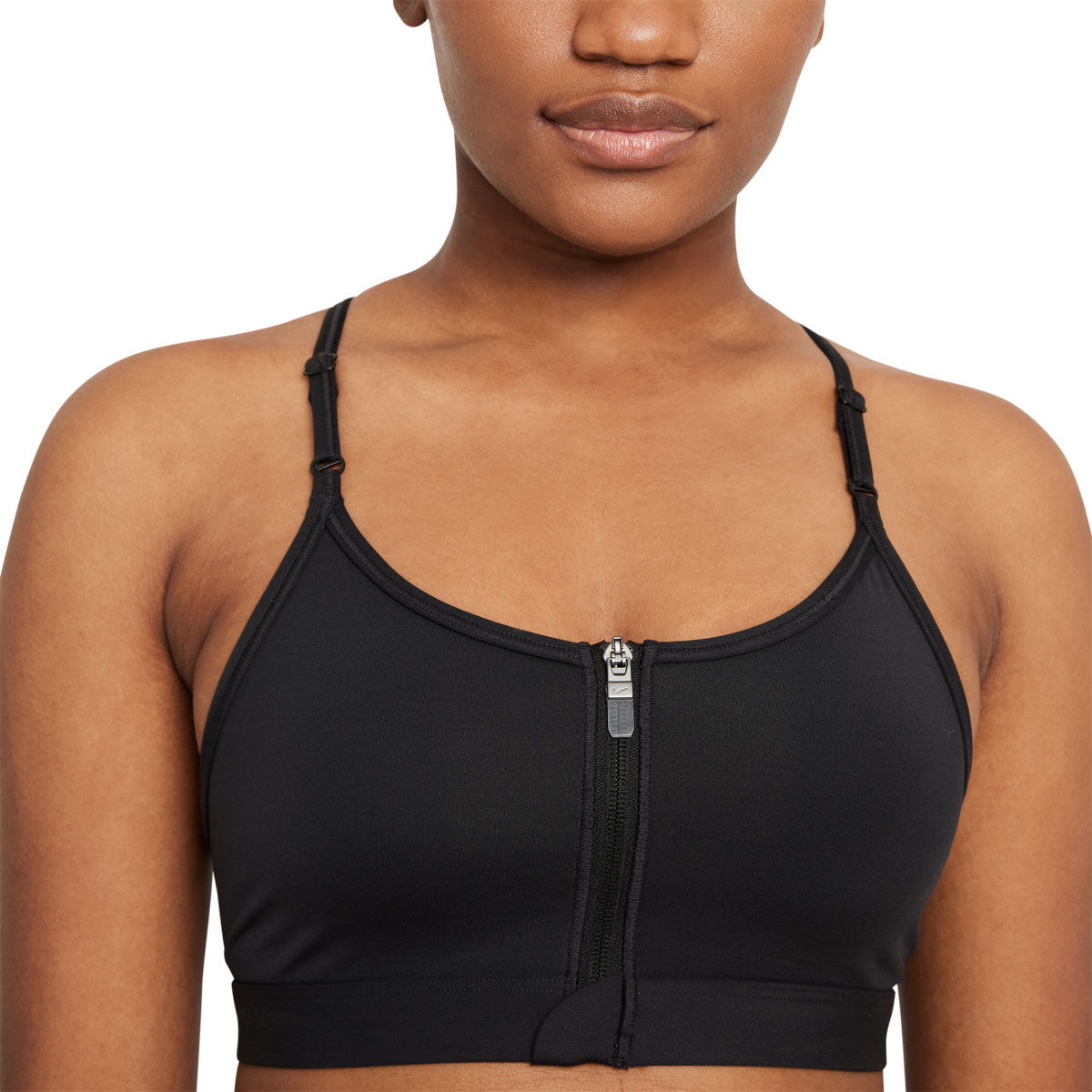 Nike Womens Dri-FIT Indy Zip Front Sports Bra - Black slider