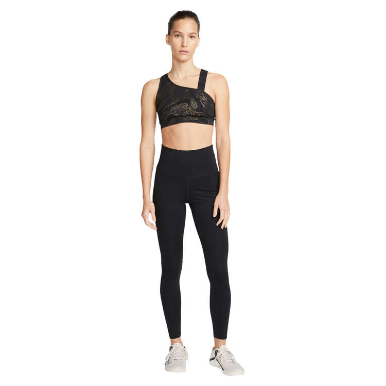 Nike Womens Dri-FIT Swoosh Medium Support Asymmetrical Sports Bra - Black slider